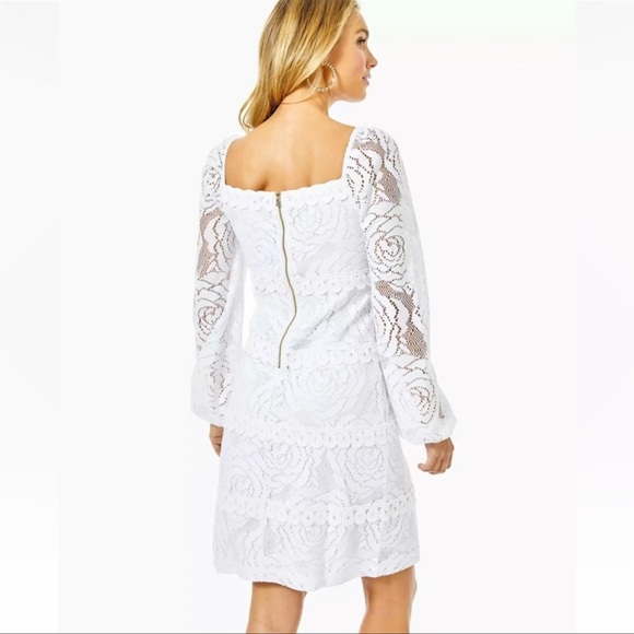 Lilly Pulitzer Zoella white dress with bungalow blossom lace - Picture 4 of 6